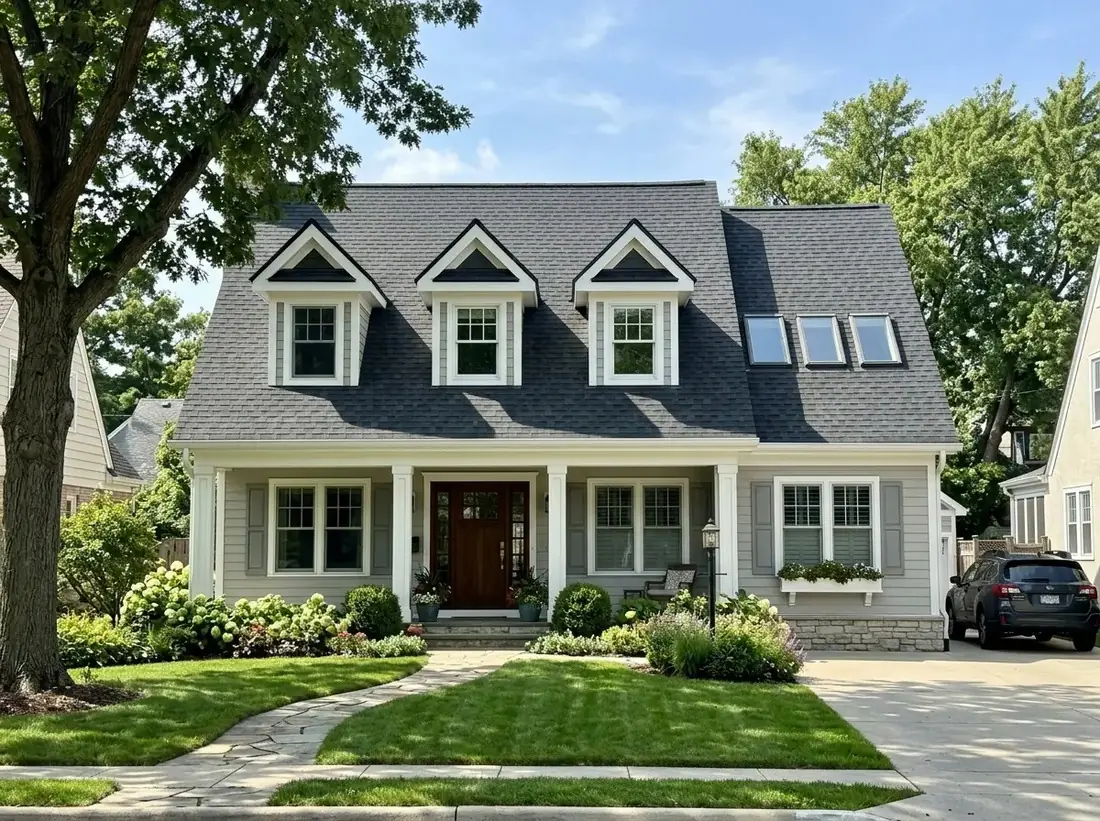 Two-story home with dormers, skylights and clean fascia lines in Minneapolis, MN