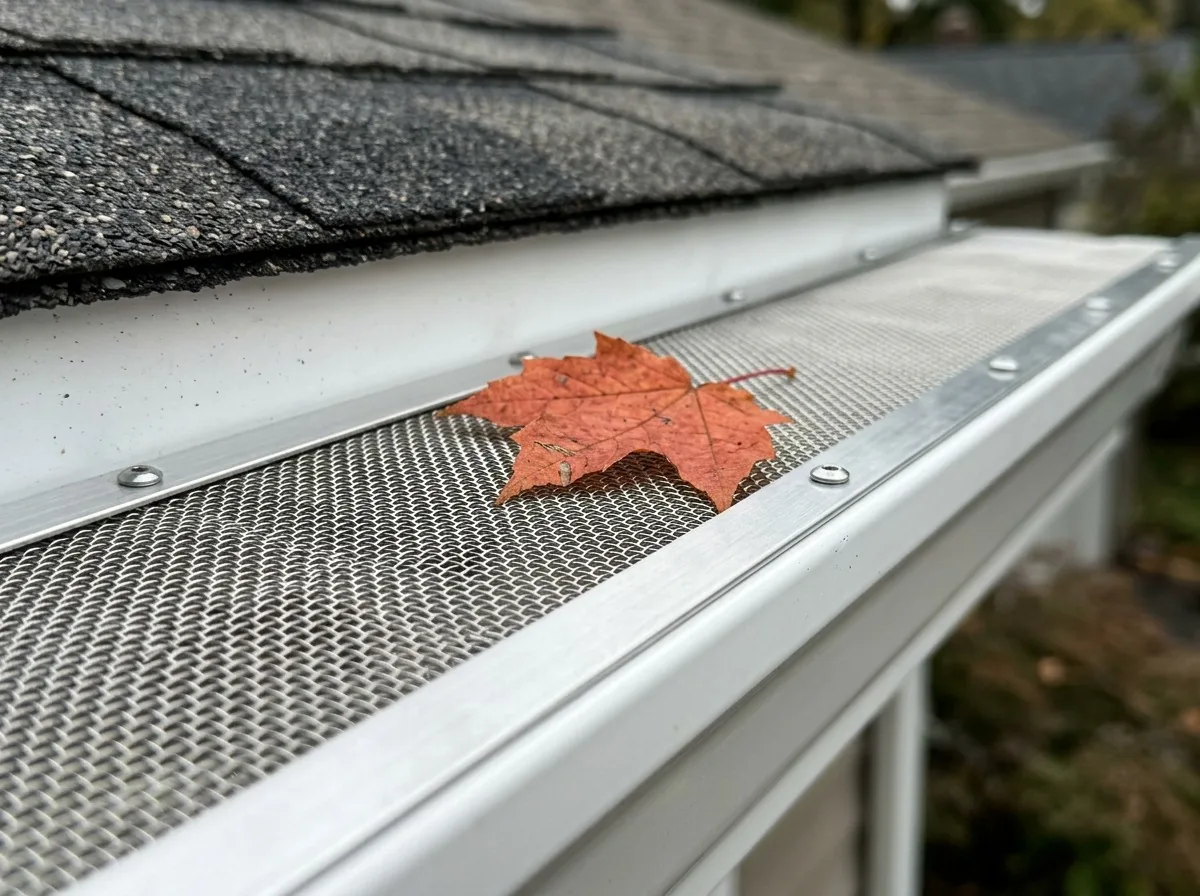 Micro-mesh gutter guard along the eaves of a Twin Cities home