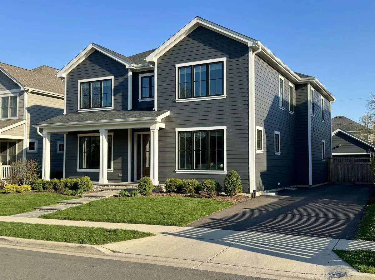 Modern home with new charcoal-gray lap siding in Minneapolis, MN